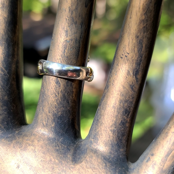 18k RAW Ruby & Rhodolite sterling & gold lattice ring sz8 - Picture 5 of 6